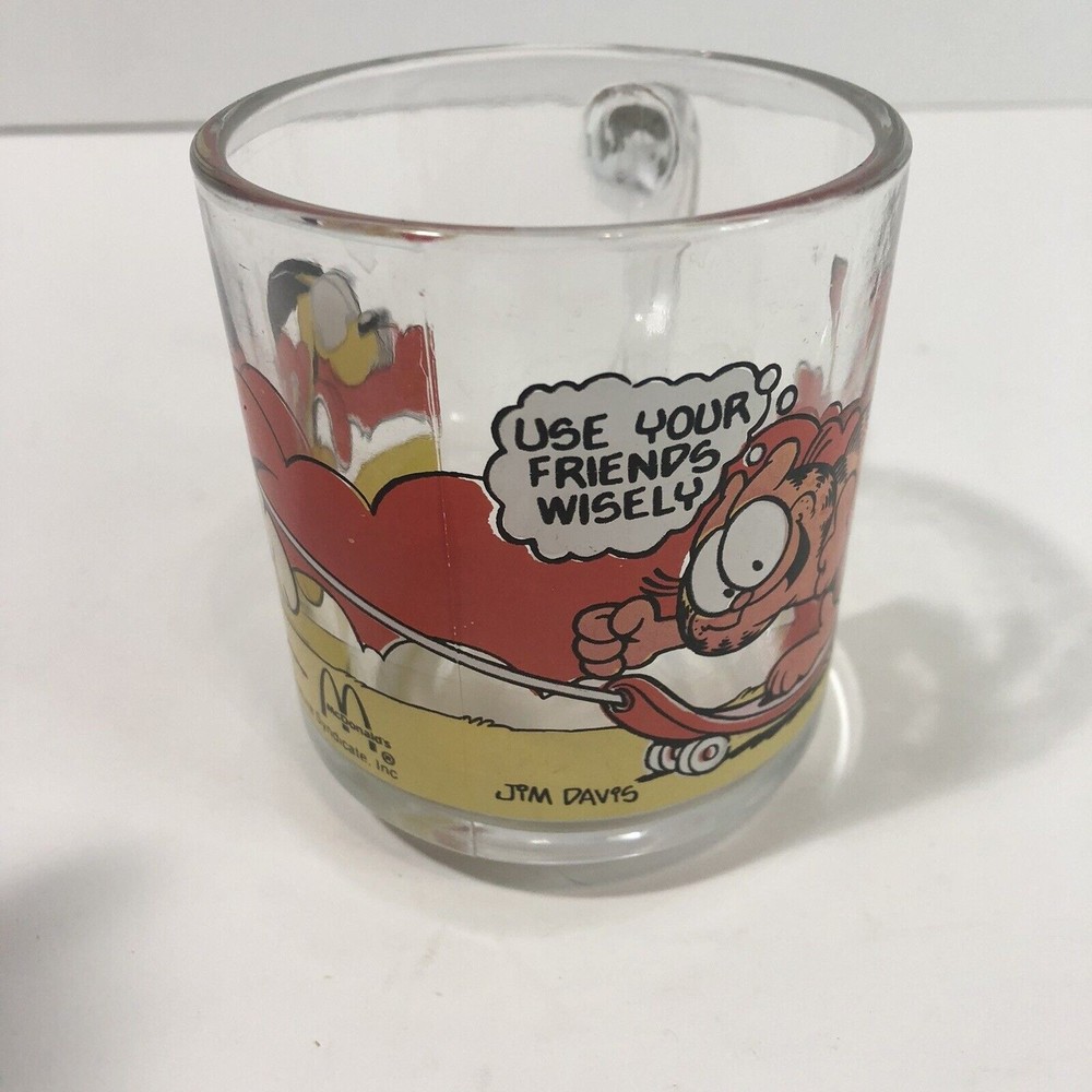 Vintage Garfield And Ode Mug, Mcdonalds, 1978, Clear Glass, Jim Davis - Picture 2 of 8